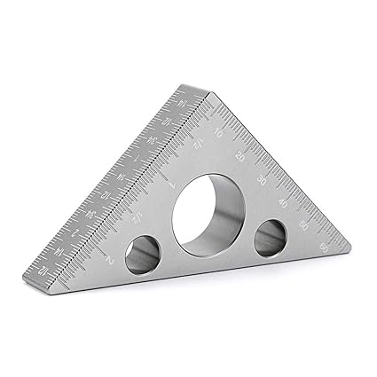 OwnMy 45 Degree Aluminum Alloy Angle Ruler, Imperial Inch Metric Scale Triangle Ruler Angle Measurement Tool for Woodworking Carpenter Workshop Carpentry Square Measuring Gauging Tool