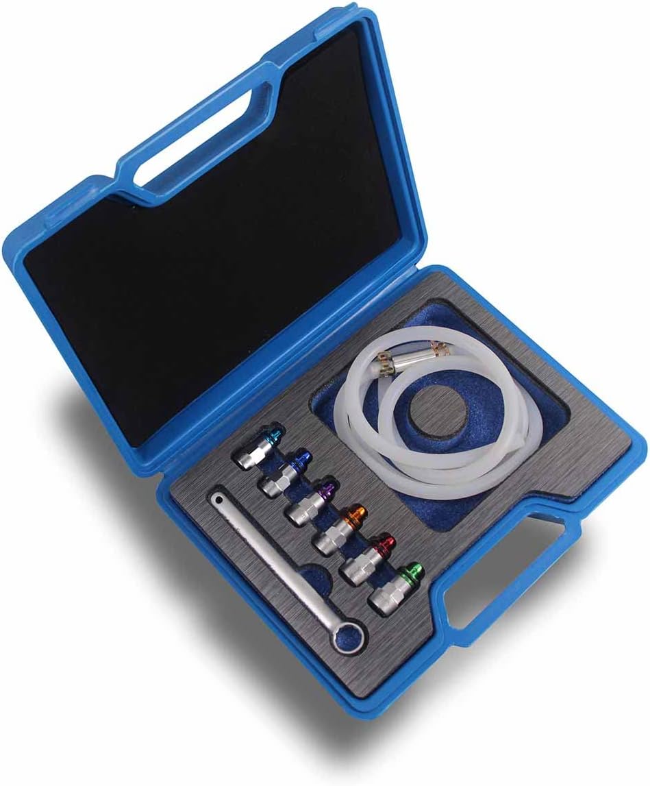 Brake Bleeder Wrench Kit 6 Brake Bleeder Wrenches and Drain Hose 7mm, 8mm, 9mm, 10mm, 11mm, 12mm for Brake Bleeding & Hydraulic Clutch Systems