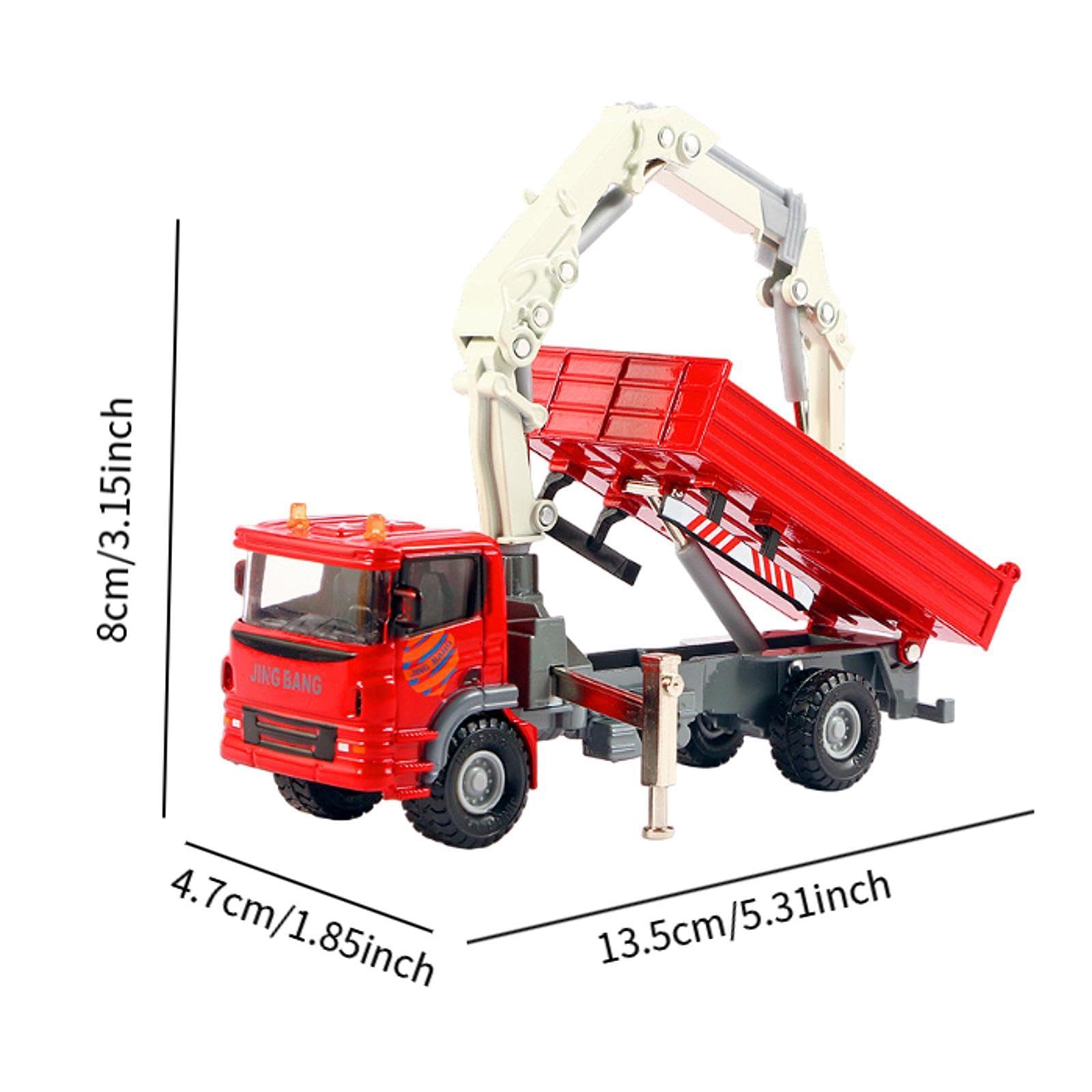 Almencla 1:60 Kran LKW Spielzeug, Valentinstagsgeschenke, Rollenspiel für Jungen Ab 3 Jahren, Druckguss Kran Modell, Spielzeug LKW für Den BAU, Rot