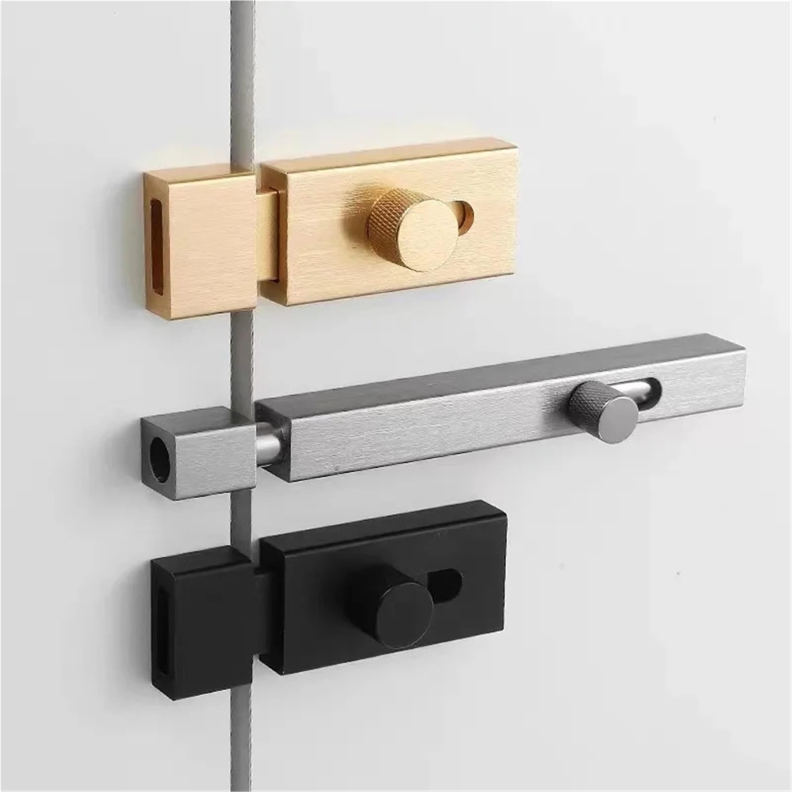 Chiavistello Porta Serratura della porta Chiusura a scatto Bullone senza punzonatura Bulloni scorrevoli di sicurezza antifurto Porta del bagno in lega alluminio Fermo for cancello(Black 200mm)