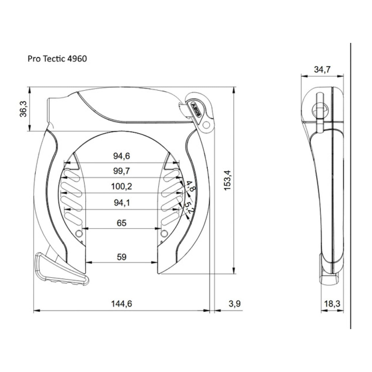 ABUS Unisex – Erwachsene 4650SL NR BK OE Rahmenschlösser, Unifarben, universal