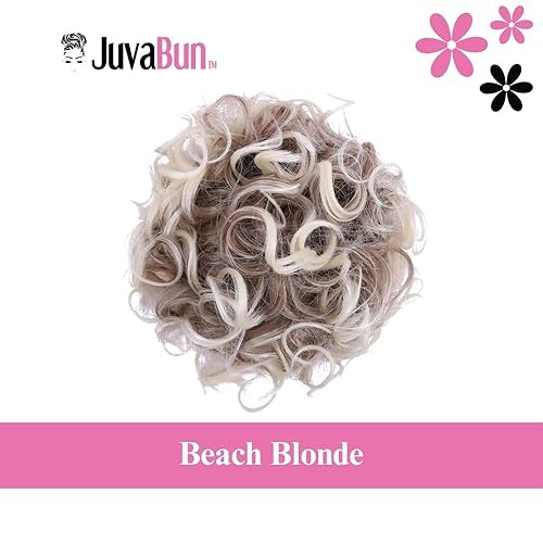 Miniatura 2 de JUVABUN Moños de pelo rizado con clip, rubio rojizo, para hacer moños de pelo, pieza de moño para el cabello, coletero para el cabello rizado, uso