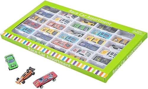 Fun Express Surtido de autos de carreras fundidos a presión, juego de vehículos de juguete coloridos para niños y coleccionistas, incluye autos,