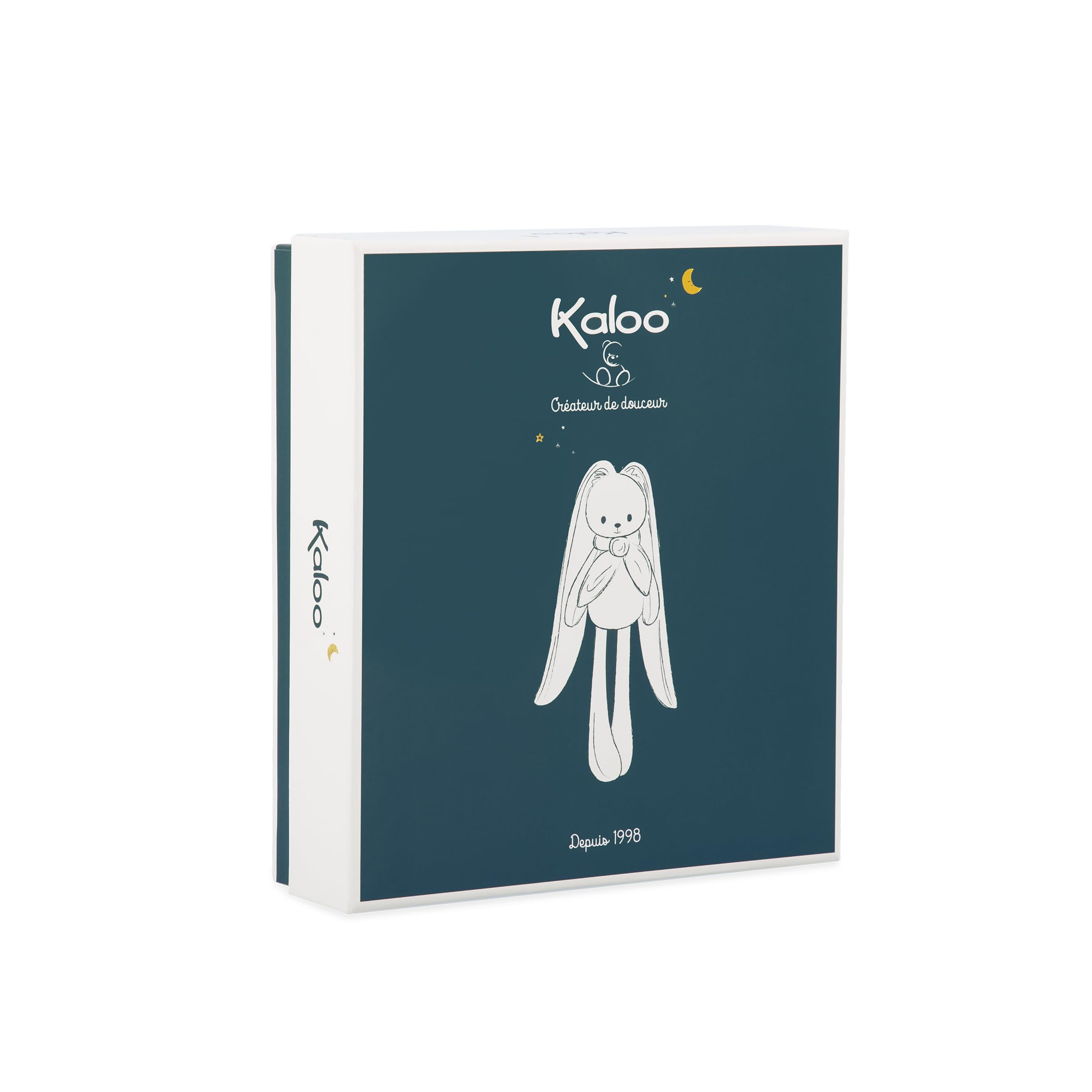 KALOO - Lapinoo - przytulanka w kolorze brzoskwiniowym - pluszowa zabawka dla niemowląt - kwadratowa 30 x 30 cm - dwa materiały wiskoza i sztruks bardzo miękki - pudełko prezentowe - od urodzenia,