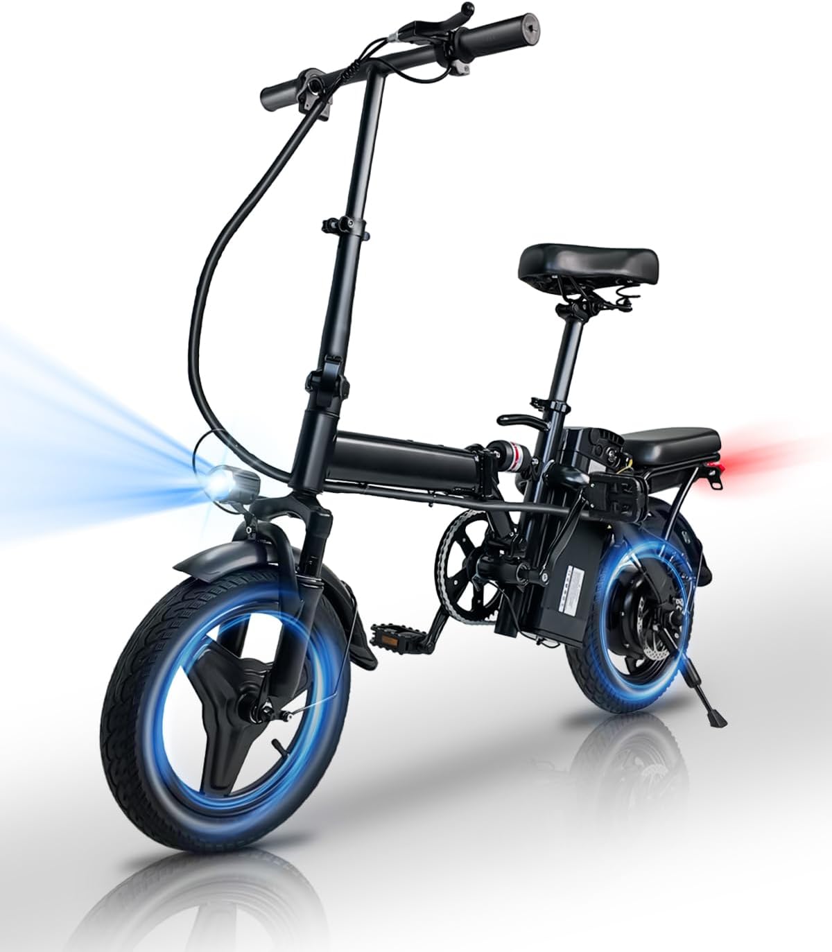 APYEAR Electric Bike for Adults,EBike,20 Mph,400W Motor (Peak 500W)& 48V 12Ah Removable Batteryfor Electric Bike,14" Folding Electric Bicycle for Commuting,Multi-Shock Absorption,UL 2849