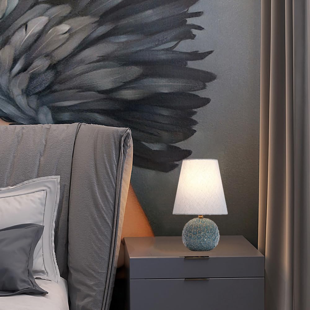 Mengjay Tischlampe Vintage, Nachttischlampe, Tischleuchte, Retro Landhaus, E27 Fassung, Lampenschirm aus Leinen, für Deko Schlafzimmer, Wohnzimmer, Geschenk