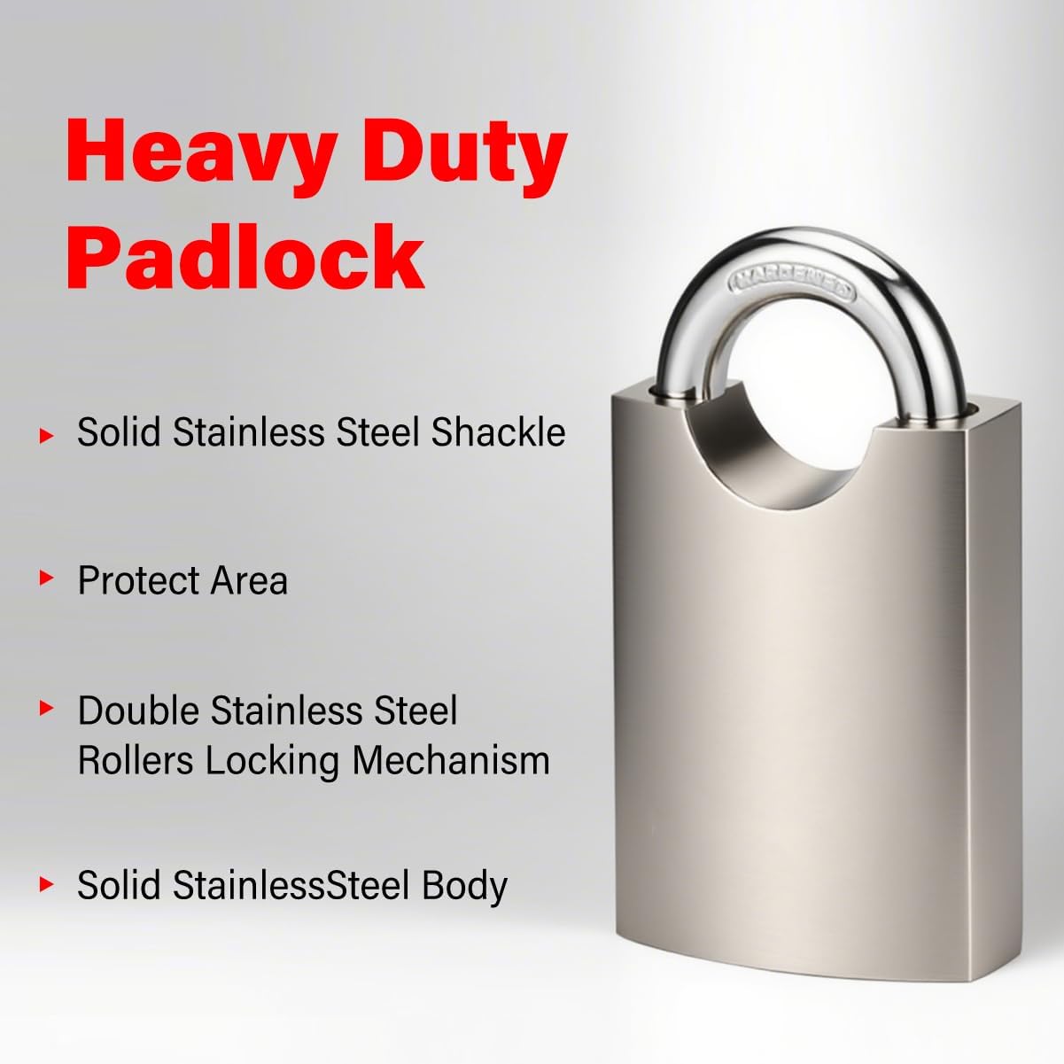 Handmade Stainless Steel Heavy Duty Padlock with 4 Key, Weatherproof and Rustproof, High Security Armoured Heavy Duty Lock for Shipping Container, Fence, Gate, Garden, Garages, Warehouse