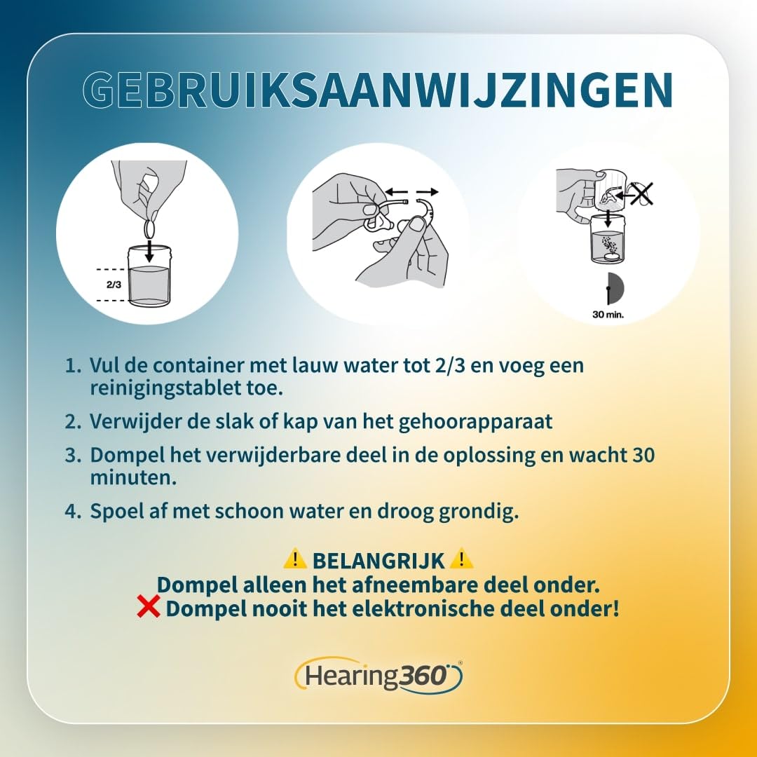Brausetabletten für Hörgeräte, Tiefenreinigung und Desinfektion für Windeln und Röhrchen, Tabletten mit Aktivsauerstoff, Medizinprodukt der Klasse I (5 Boxen, 100 Einheiten)