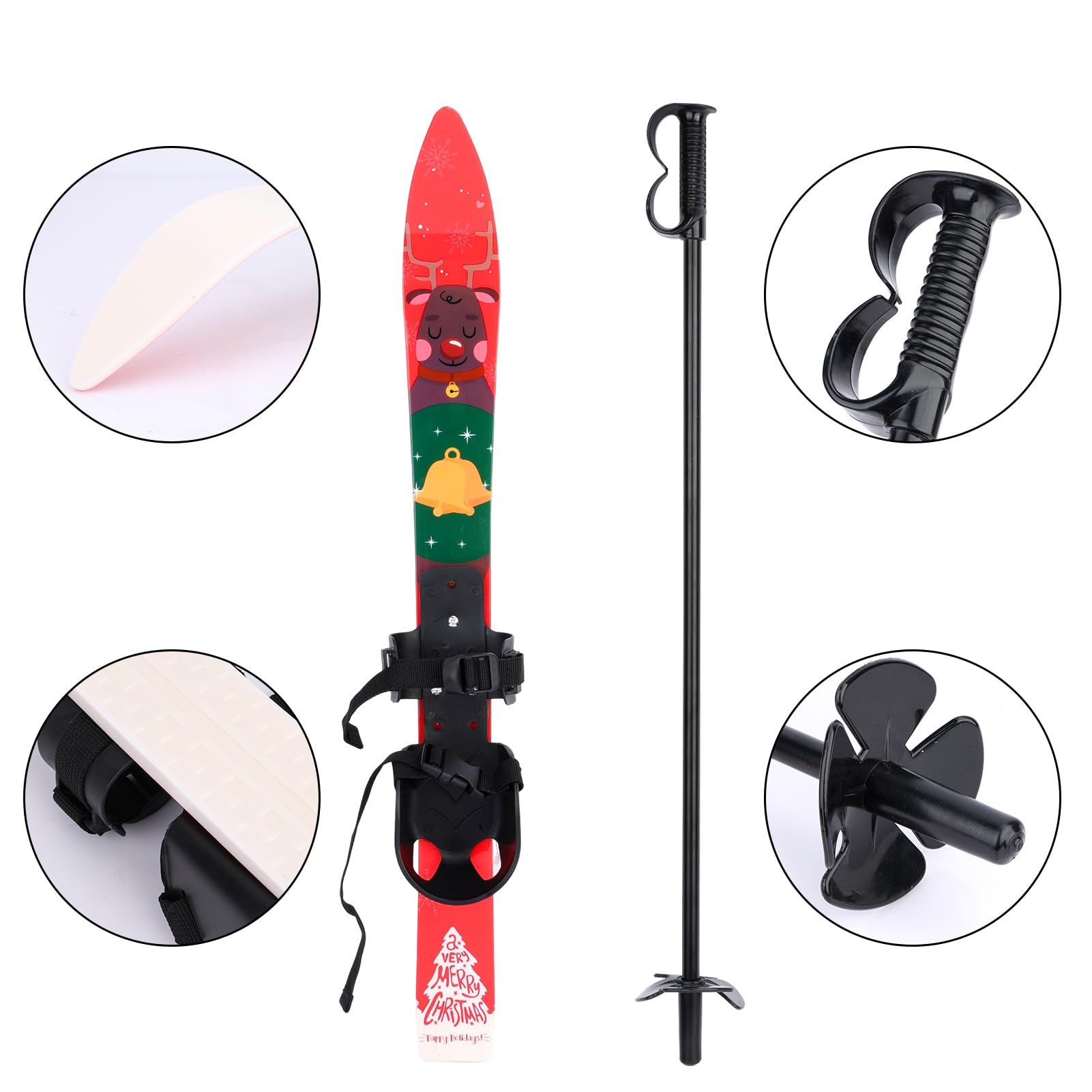 Skis de neige avec bâtons et fixations de 4 ans, lames de ski, planches à neige, lames de ski, lames de ski d'arrière-cour pour enfants débutants, équipement de ski léger, robuste et sûr pour enfants,