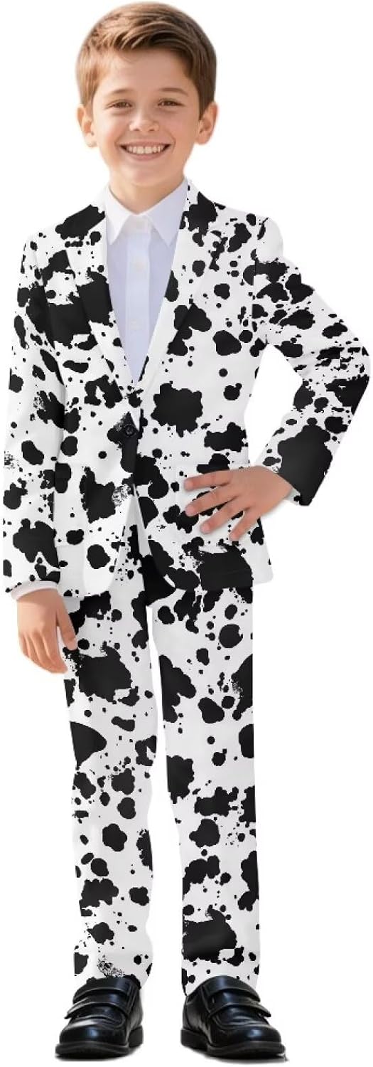 2Pcs Suit Set for Boys Kids Animal Print Boys Dress Suit 6-12 Years