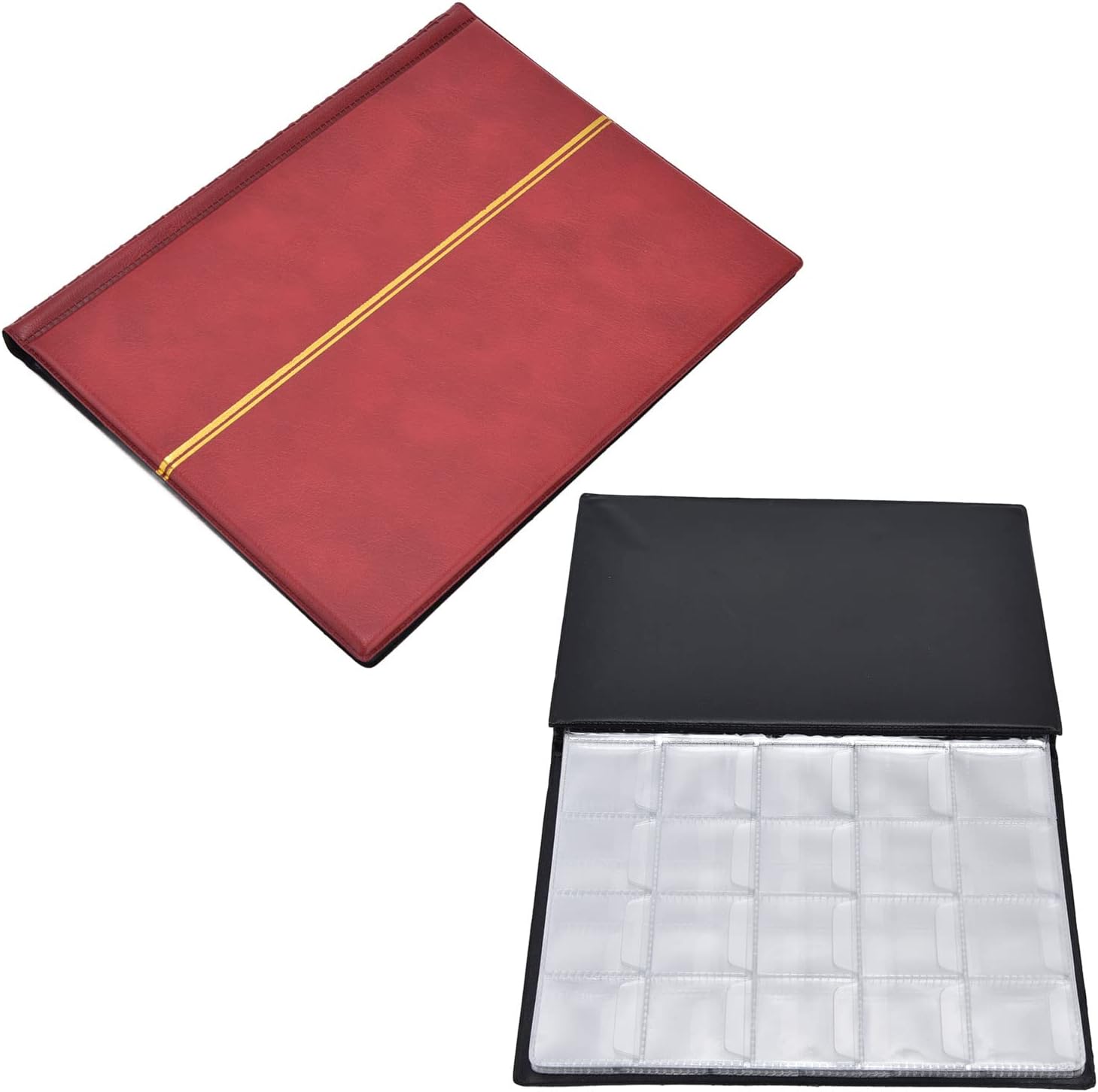 Collection Book, Collection Holder Album for Collectors, 200 Pockets Collection Book Supplies(Red)