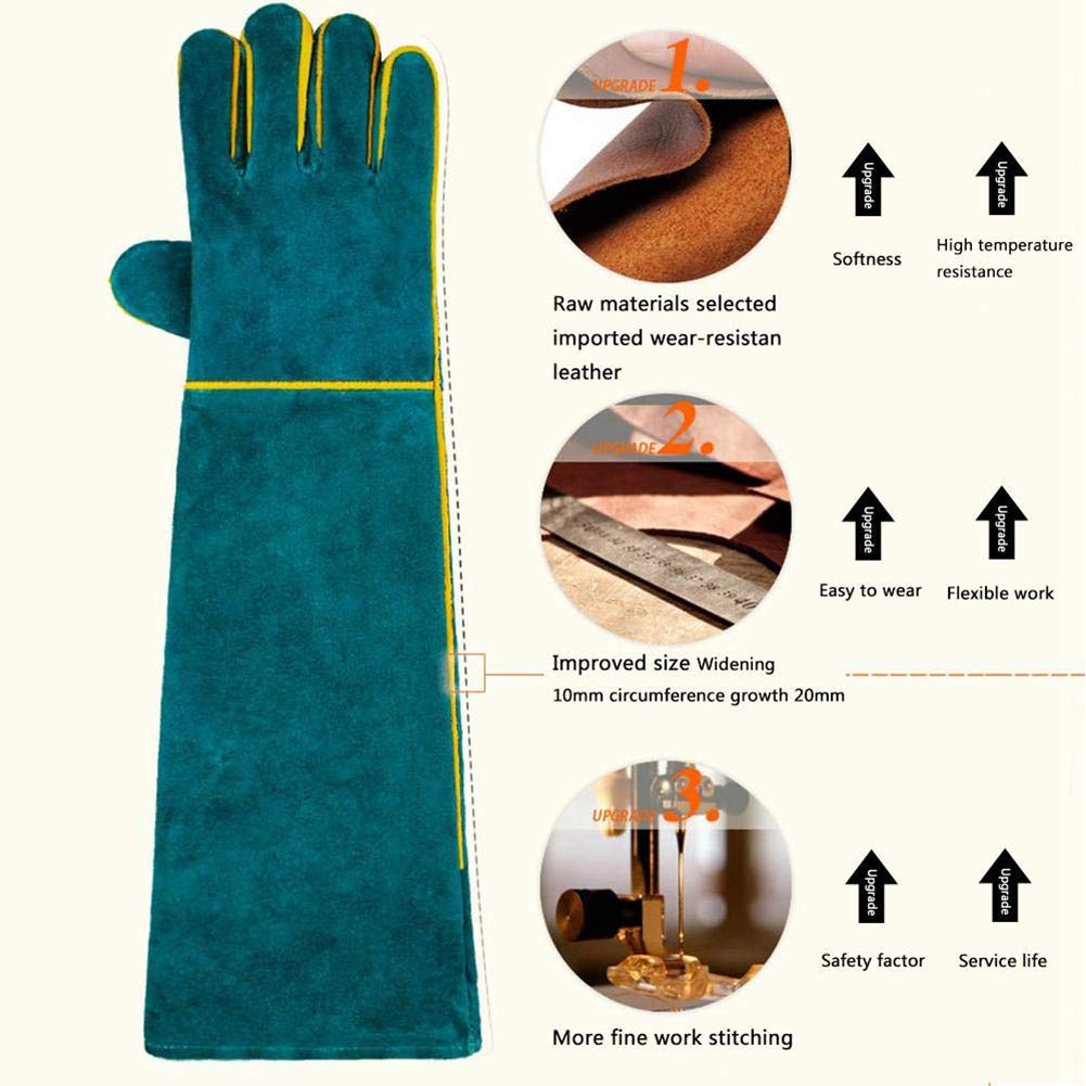 OMEM Animal Handling Gloves Full Leather Bite Proof Reptile Iguana Snake Lizard Scratch Resistant Protective Gloves Extra Long 23 Inch - Image 3