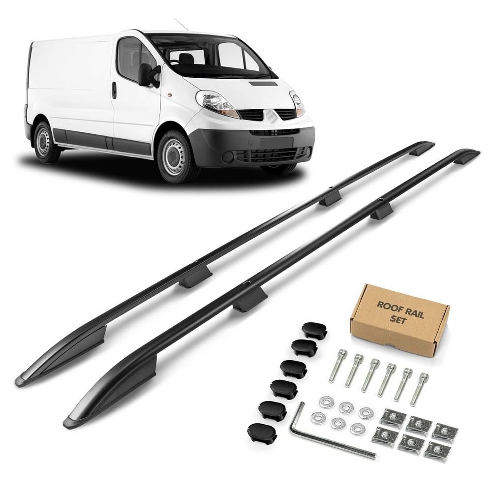 CHROMEMASTER | Relingi Dachowe Kompatybilne z Renault Trafic L2 | LWB LONG 2001-2014; Zamontuj na Relingach Bagażnik Dachowy, Kosz Dachowy, Boks Dachowy lub Uchwyt Rowerowy | Konstrukcja z Aluminium
