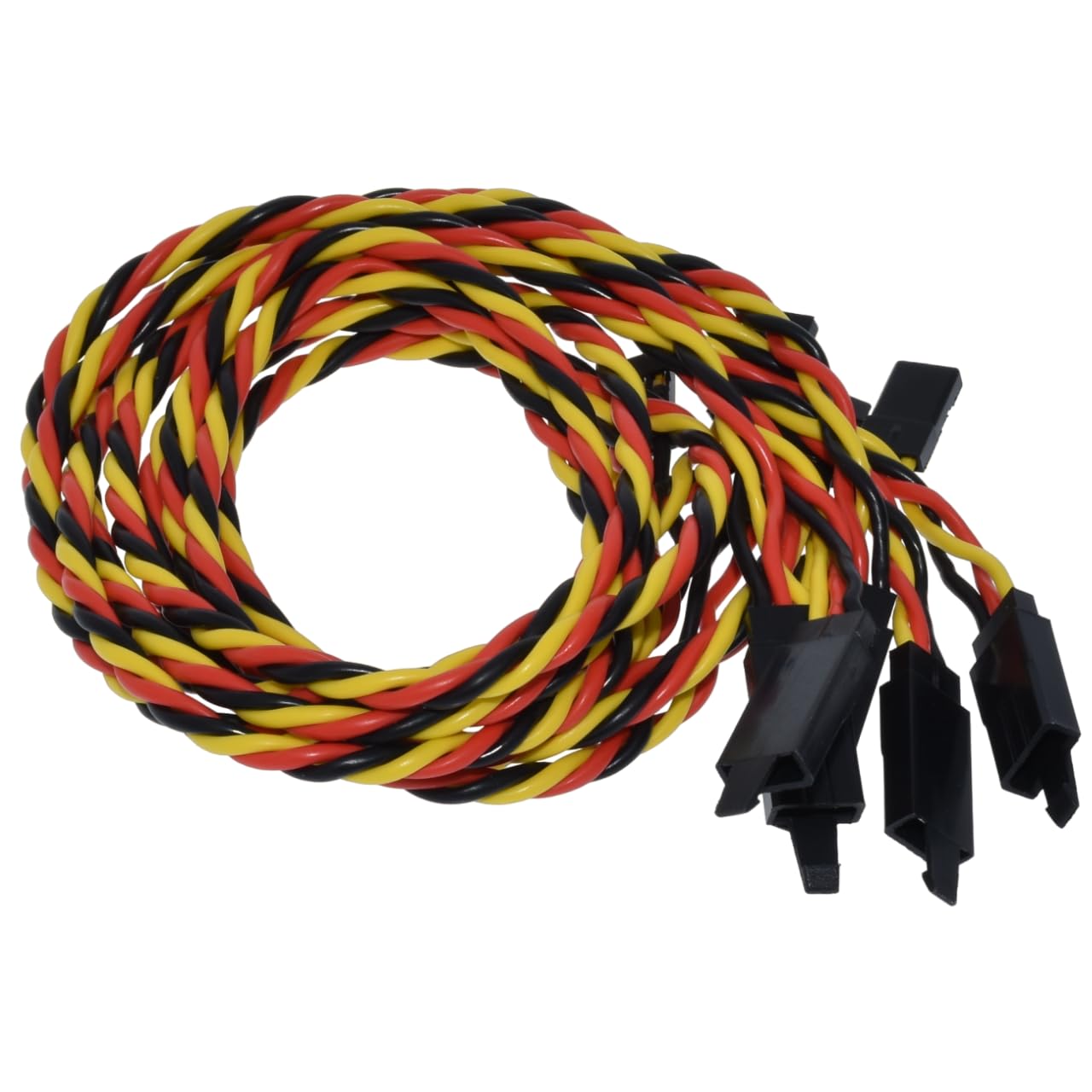 BackBayRC 20 AWG Twisted Servo przedłużacz z klipsem zabezpieczającym, 100 żył, pozłacane piny, izolacja silikonowa, wtyczka JR Style, 45 cm (18 cali), 5 sztuk