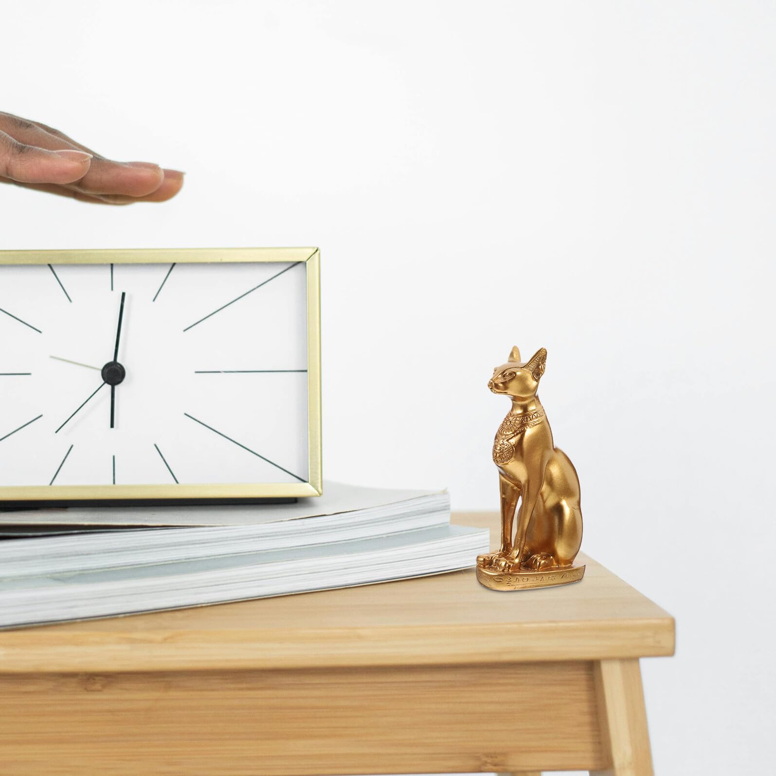 jojofuny Estatua de Gato Egipcio Bastet Resina Dorada Figura Decorativa para Hogar y Mesa Adorno Artístico Elegante para Interior