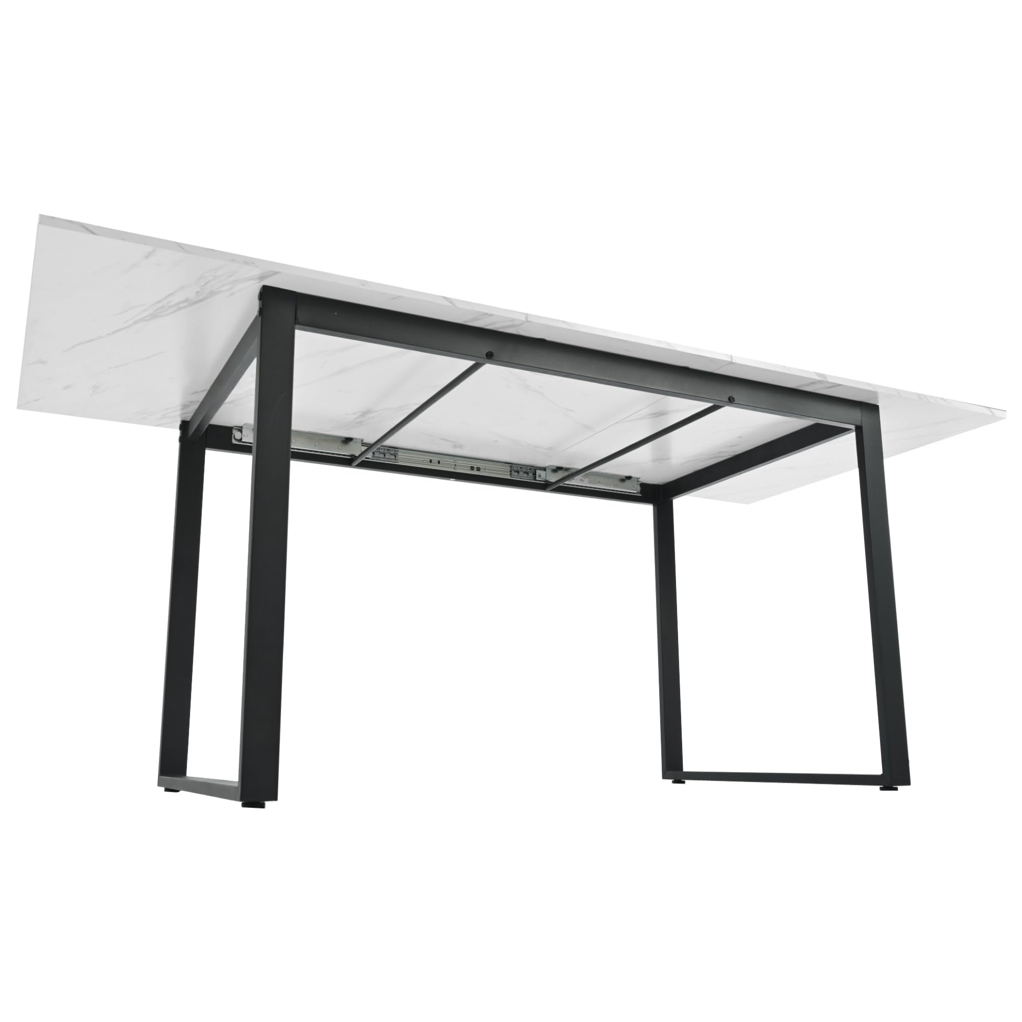 Tavolo da pranzo allungabile 140-180x70x75 cm, tavolo rettangolare da cucina, tavolo da pranzo con piano in marmo e gambe in metallo, tavolo allungabile per 4-8 persone, per soggiorno e sala da pranzo