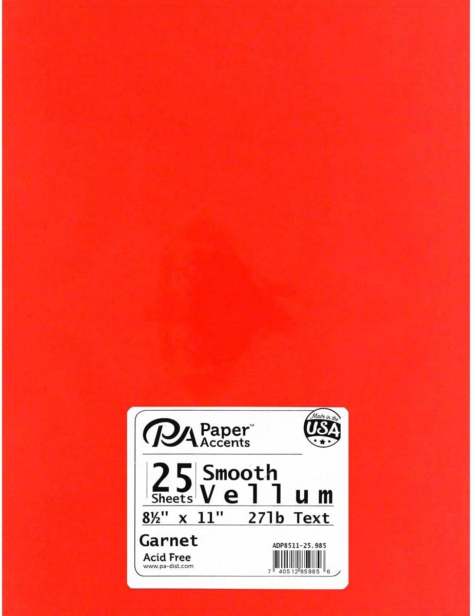 Accent Design Paper Accents Vellum 8.5x11 27# Garnet