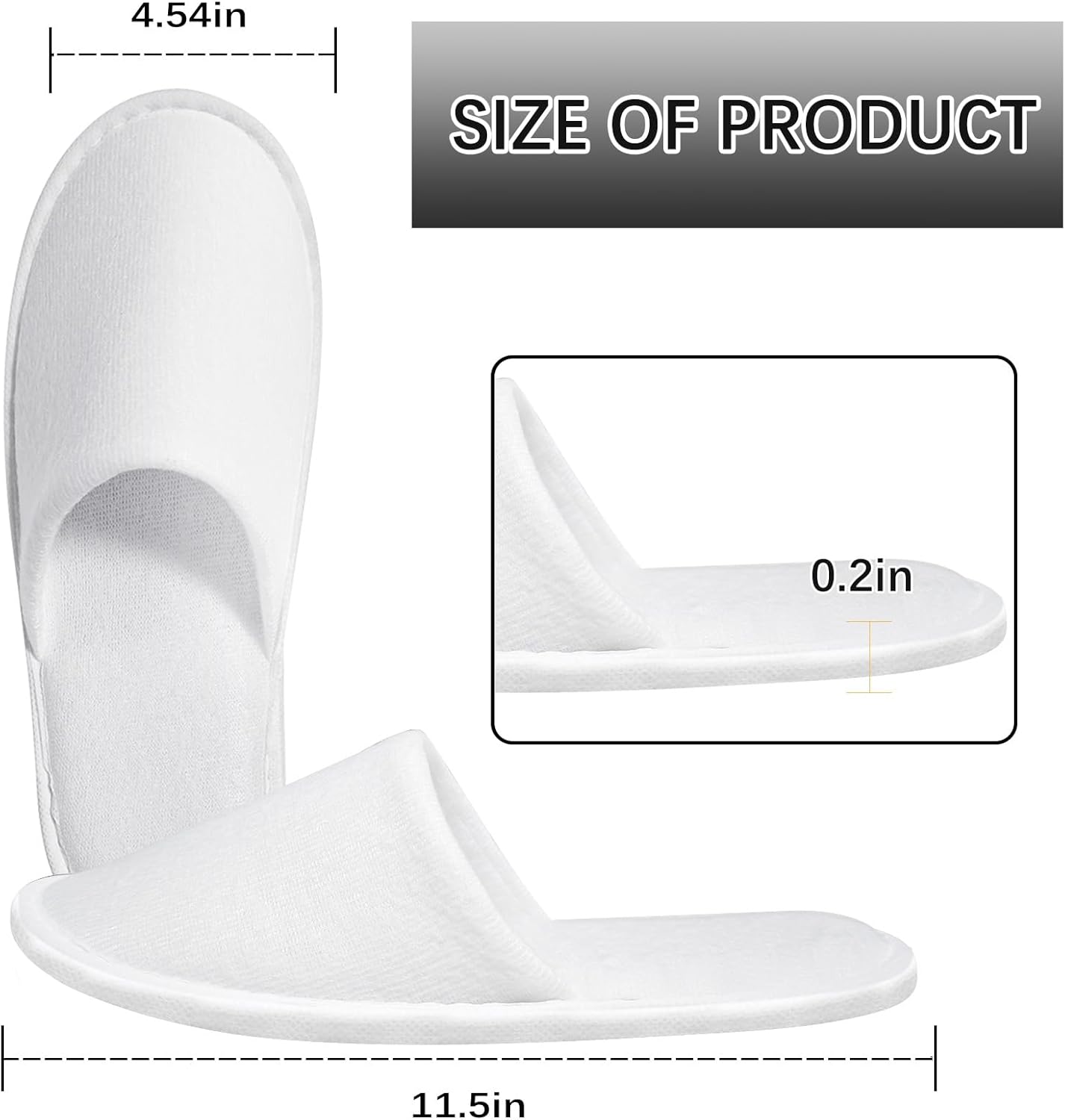 30Pairs Disposable Slippers For Guests Men's US 10/Women's US 11 Medium Applicable Spa Travel Hotel Slippers Disposable, Individually Wrapped Anti-Slip slippers In Bulk （White） - Image 3