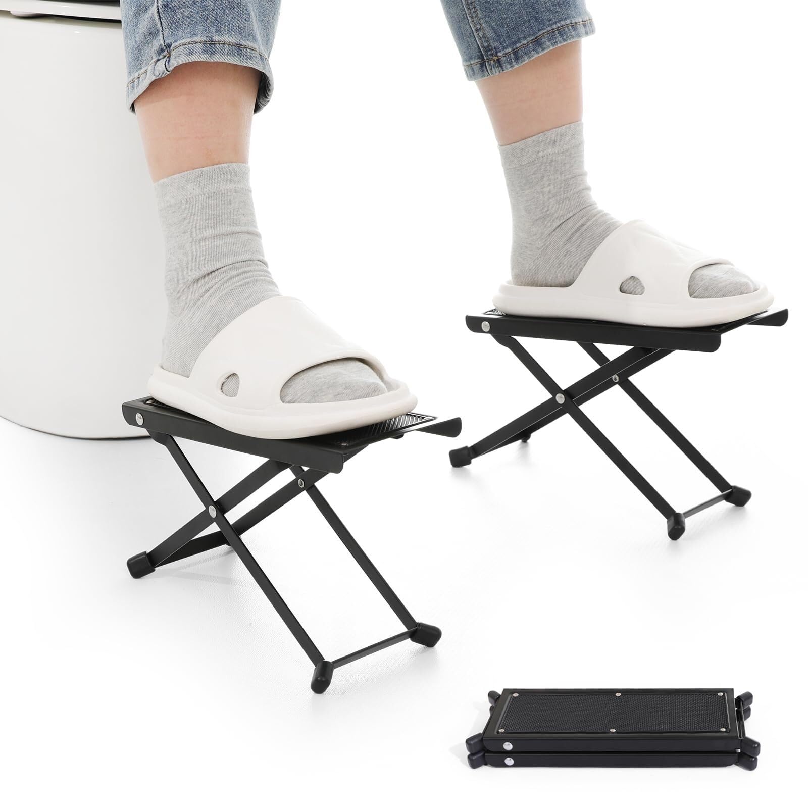 Generisch Klappbarer Toilettenhocker – tragbarer Reise-Kothocker for die Toilette, 17,8 cm und 22,9 cm höhenverstellbar, verbessert die Körperhaltung und den Komfort im Badezimmer