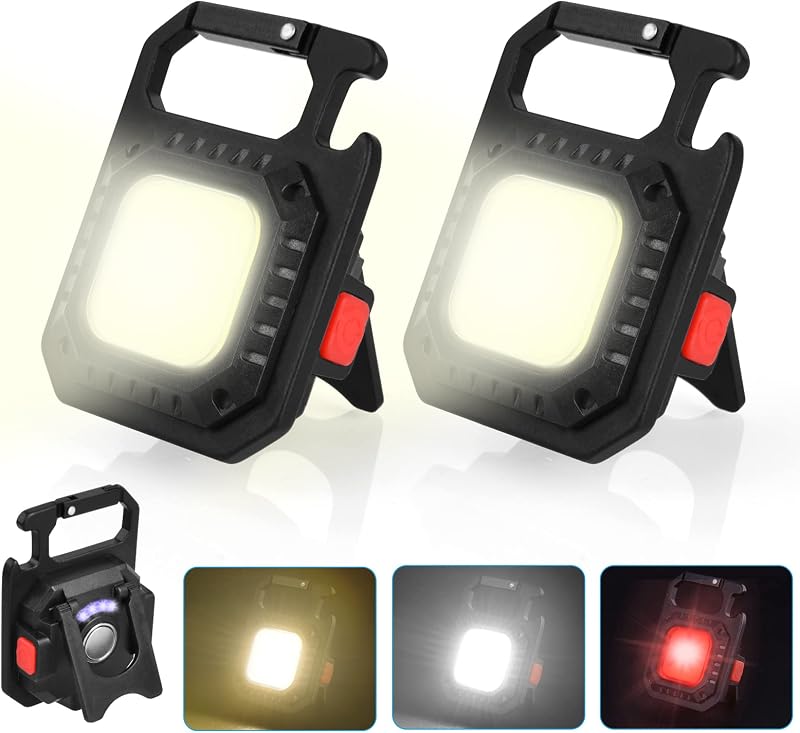 URAQT Mini LED Munkalámpa 800 Lumen 7 Üzemmóddal - Tölthető Kulcstartós Zseblámpa Mágneses Talppal és Sörnyitóval Kempinghez, Autóhoz