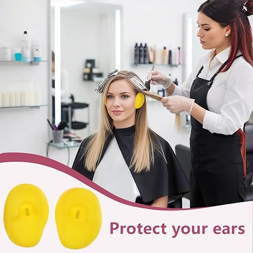 Miniatura 4 de 3 pares de orejeras reutilizables de plástico suave para evitar manchas, protectores de silicona para los oídos de peluquería para teñir el cabello
