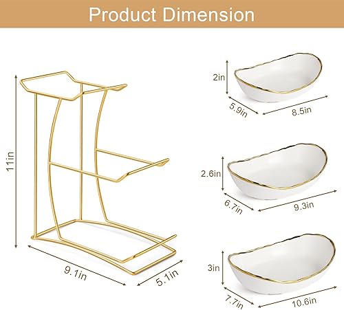 Vista 37 de Frutero para encimera de cocina, cesta de frutas de 3 niveles para encimera, soporte de frutas de cerámica, soporte de frutas escalonado con soporte