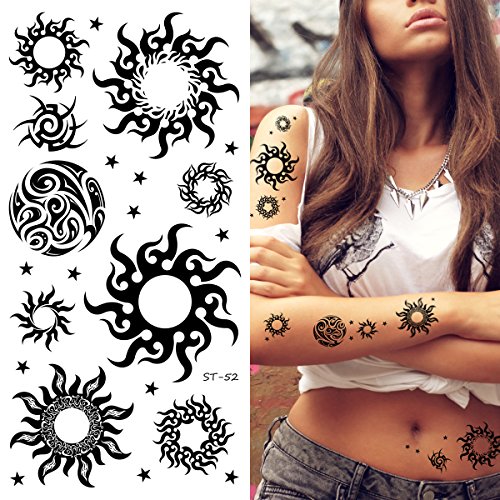 Supperb Mix Tribal Temporary Tattoos (Tribal Sun & Stars) - Set of 2
