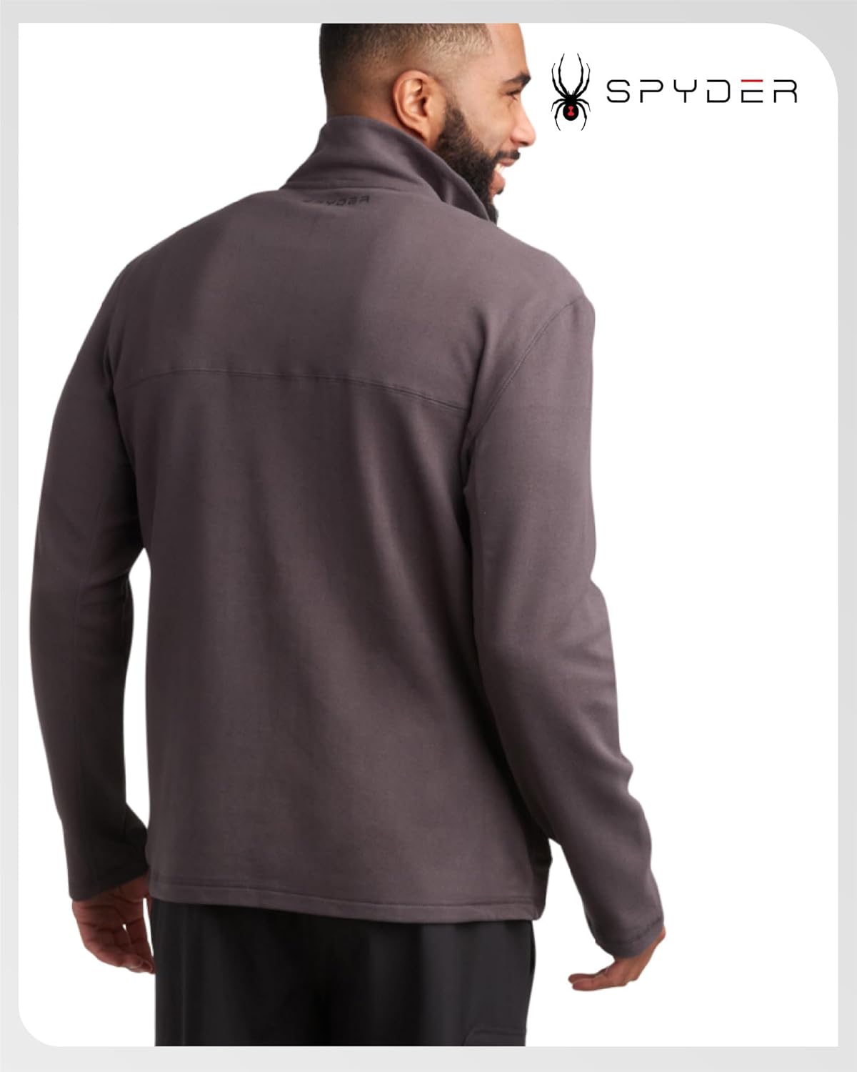 Spyder Mens Fleece Jacket - Polar Fleece Suede Mens Jacket Lightweight UPF 30+ Athletic Zip Up 2 Way Stretch Coat for Men - Image 2