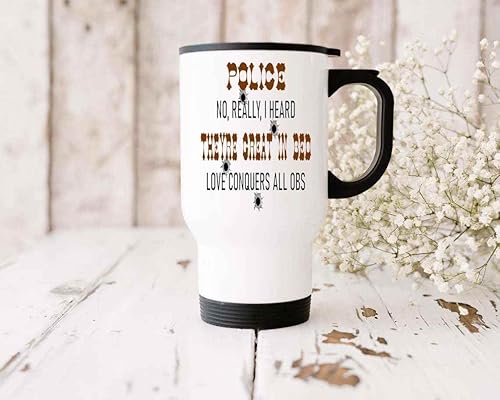 Miniatura 4 de Divertido regalo de oficial de policía para policía y policía, para amantes de los policías, taza de viaje de acero inoxidable blanca de 14 onzas