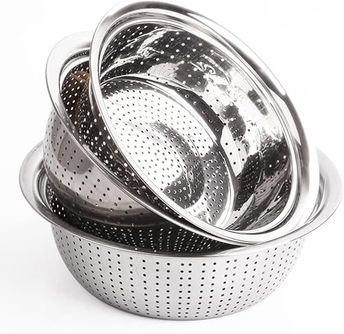 Miniatura 8 de Cuenco de lavado de arroz de acero inoxidable, colador, colador, escurridor de cocina, frutas y verduras, cesta de lavado para pasta, ensalada,