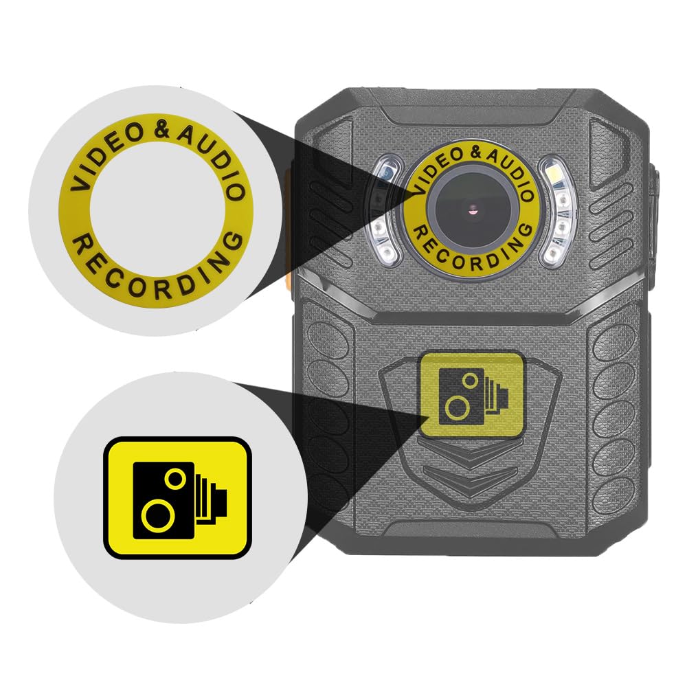 BR1 BR3 BR5 Body Camera Body Cam Video Recording Stickers CCTV Giallo Bodycam Adesivi Set di 5 etichette di sicurezza di avvertimento compatibili con Some Recall, Boblov, Spikecam e Rewire