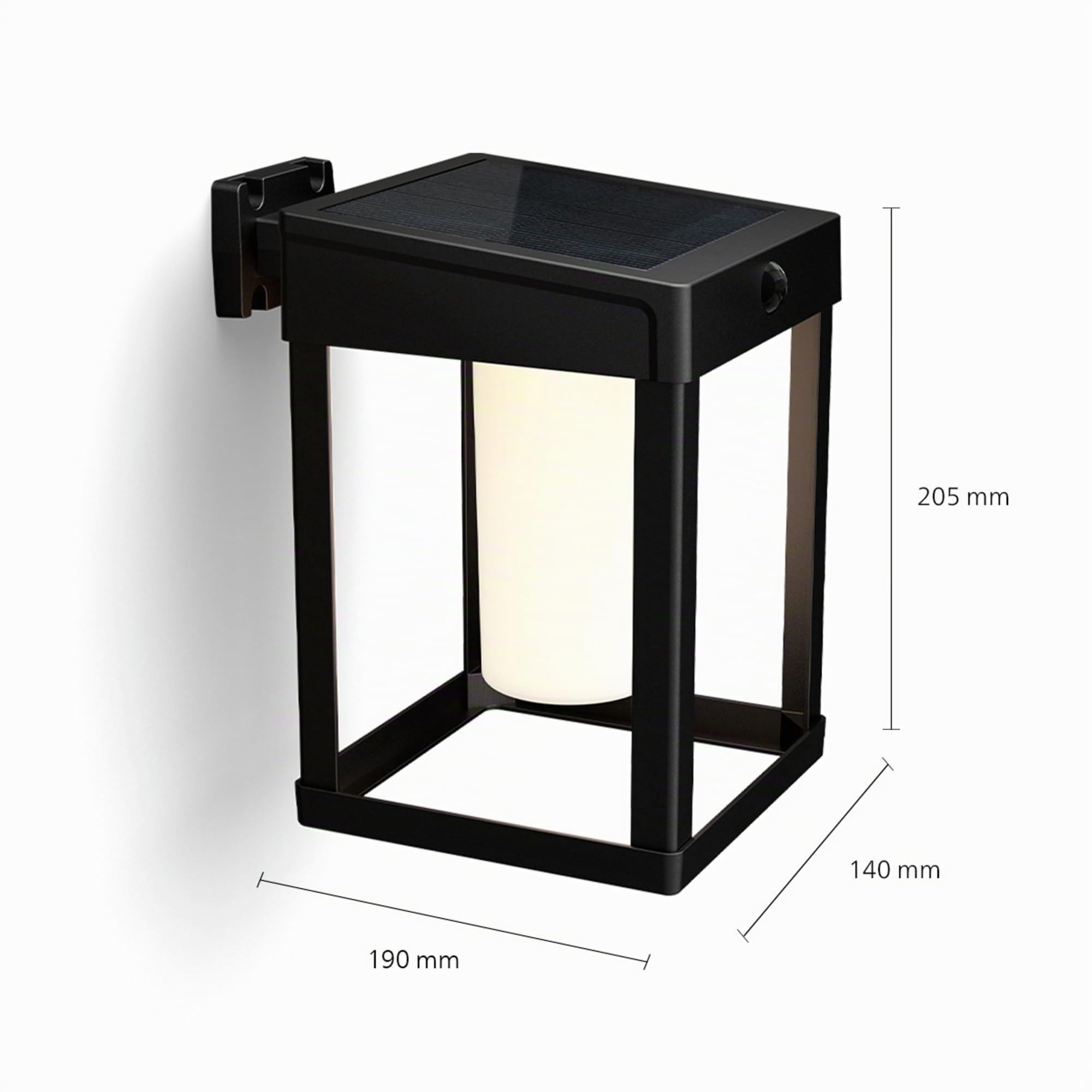 PHILIPS LED Camill Lampada Solare da Parete per Esterni Ultra Efficiente, Smerigliata, Quadrato, Luce Bianca Fredda, 1.4W, Sensore di Movimento, IP44, Nero