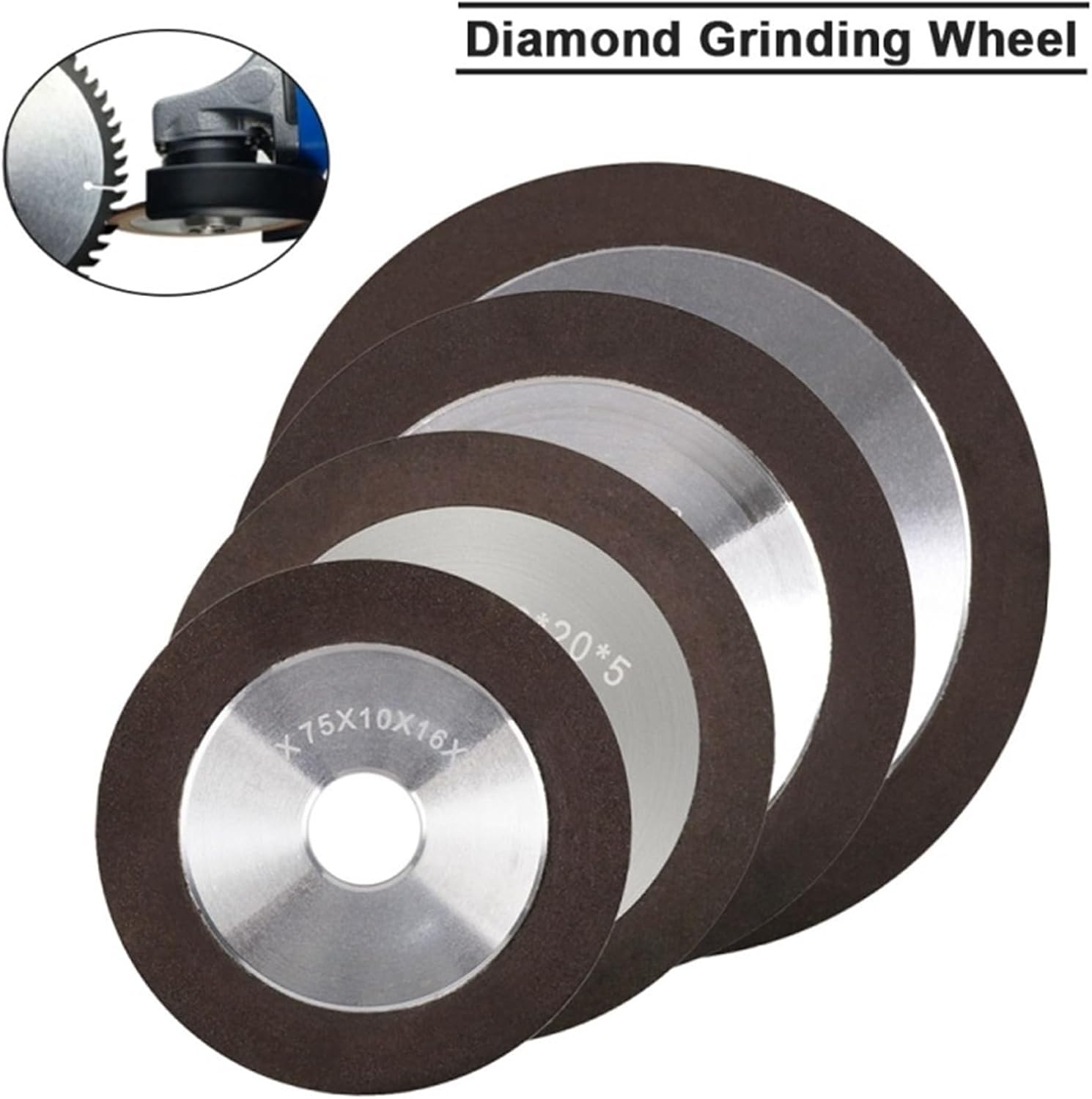 1pcs Diamond Grinding Wheel Rotary Abrasive Tool for Carbide Metal Steel Tungsten Steel Milling Cutter Tool Sharpener Grinde 150grit(125x10x32x8mm)