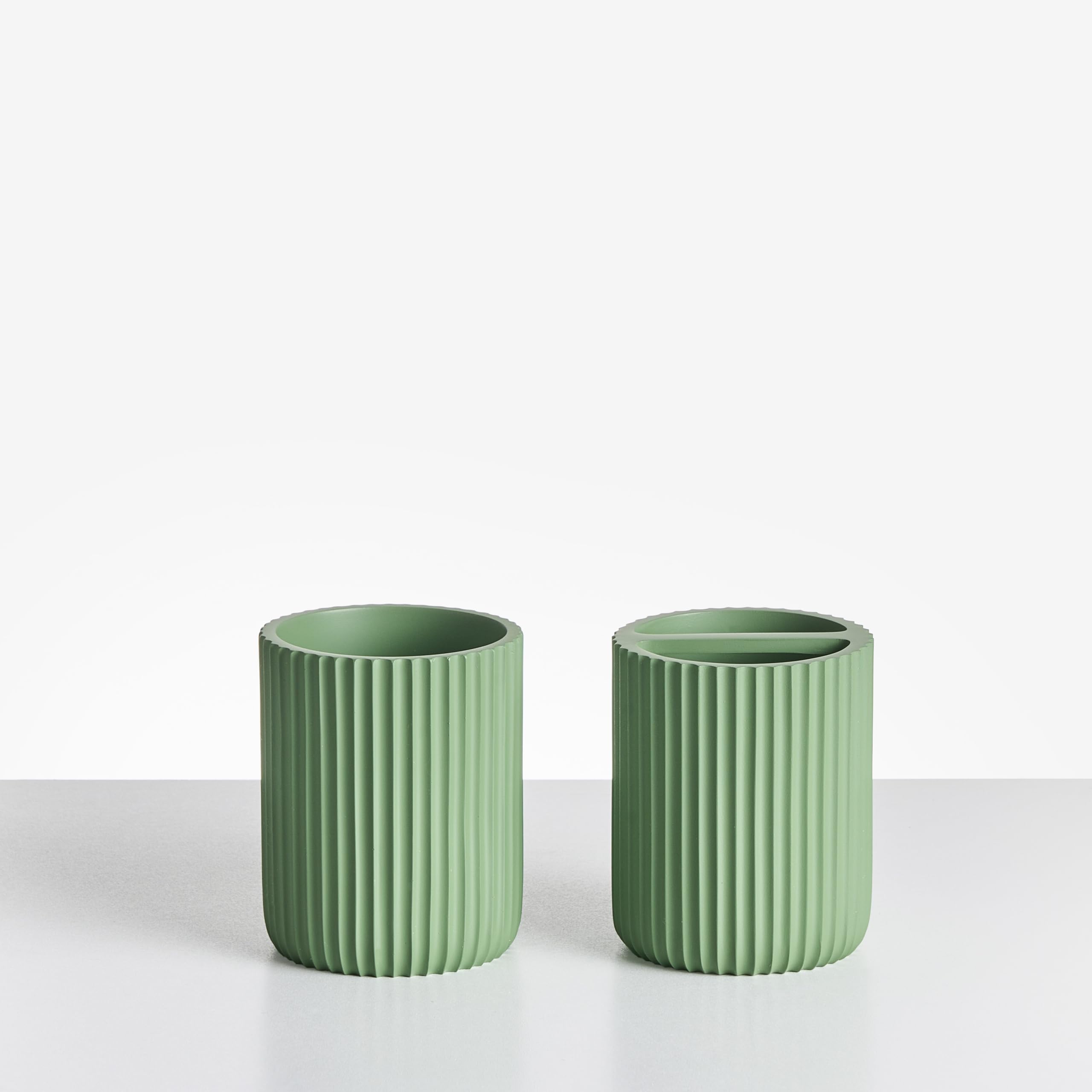 Conjunto de 5 Accesorios de baño jabonera dispensador de jabón escobilla de Inodoro Vaso Soporte para cepillos de Dientes Verde Camana