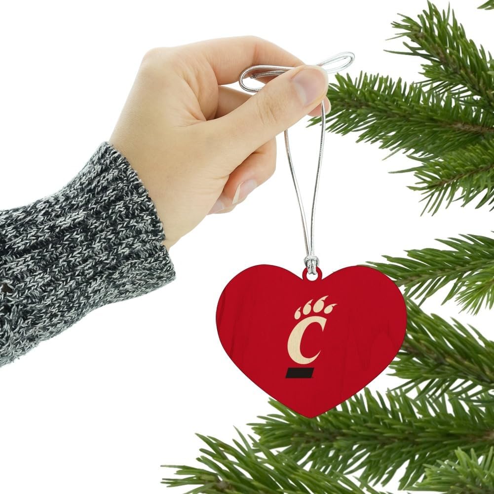GRAPHICS & MORE University of Cincinnati Primary Logo Heart Love Wood Christmas Tree Holiday Ornament - Image 3