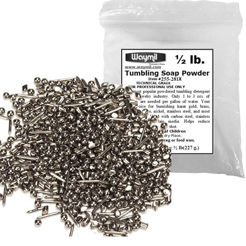 Stainless Steel Tumbling Media Mix Shot 5 Shapes 1 Lb & Tumbling Soap Powder Jewelers Finishing Tumbler