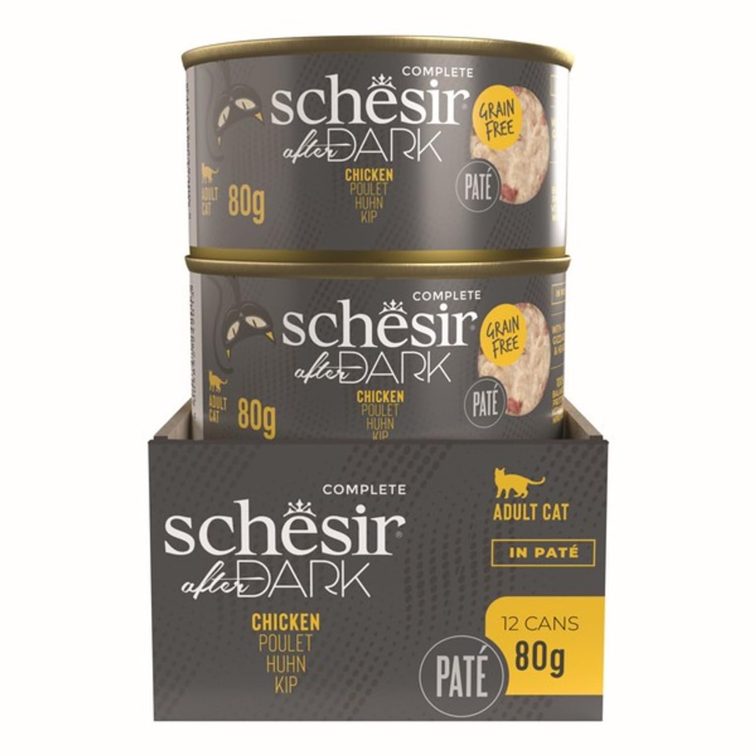 Schesir After Dark Pate Complete Adult Cat Food Chicken Grain Free 80g x 12 Pack