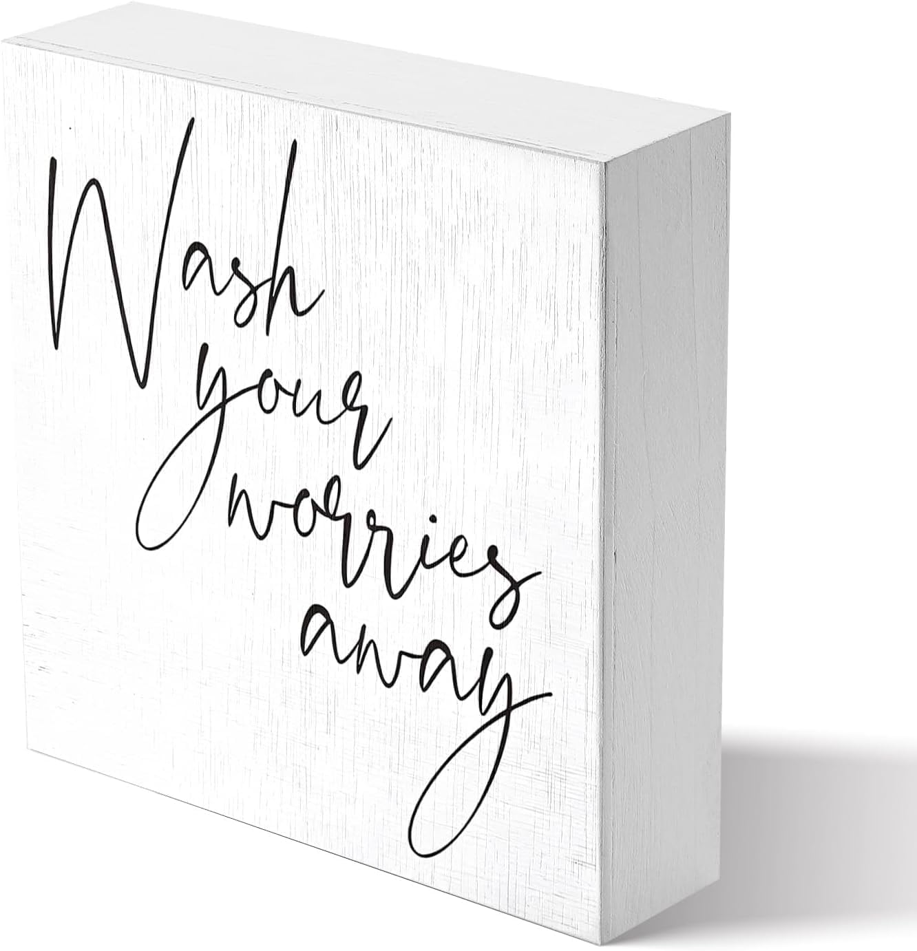 Bathroom Wood Sign Wash Your Worries Away Wood Block Sign For Bathroom Shelf Toilet Rustic Design Restroom Home Tabletop Farmhouse Bathroom 5x5 Inch