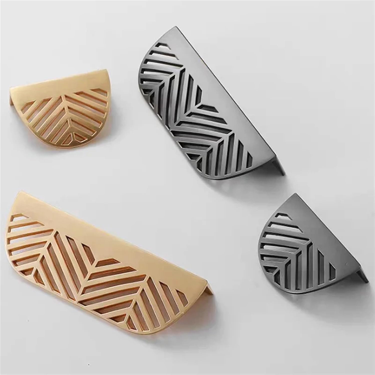 Invisible Handle 64mm Leaf Cabinet Handles Furniture Drawer Pulls Burshed Gold Pearl Grey Furniture Handles Drawer Knobs 1Pcs (Color : 64mm-Gold)