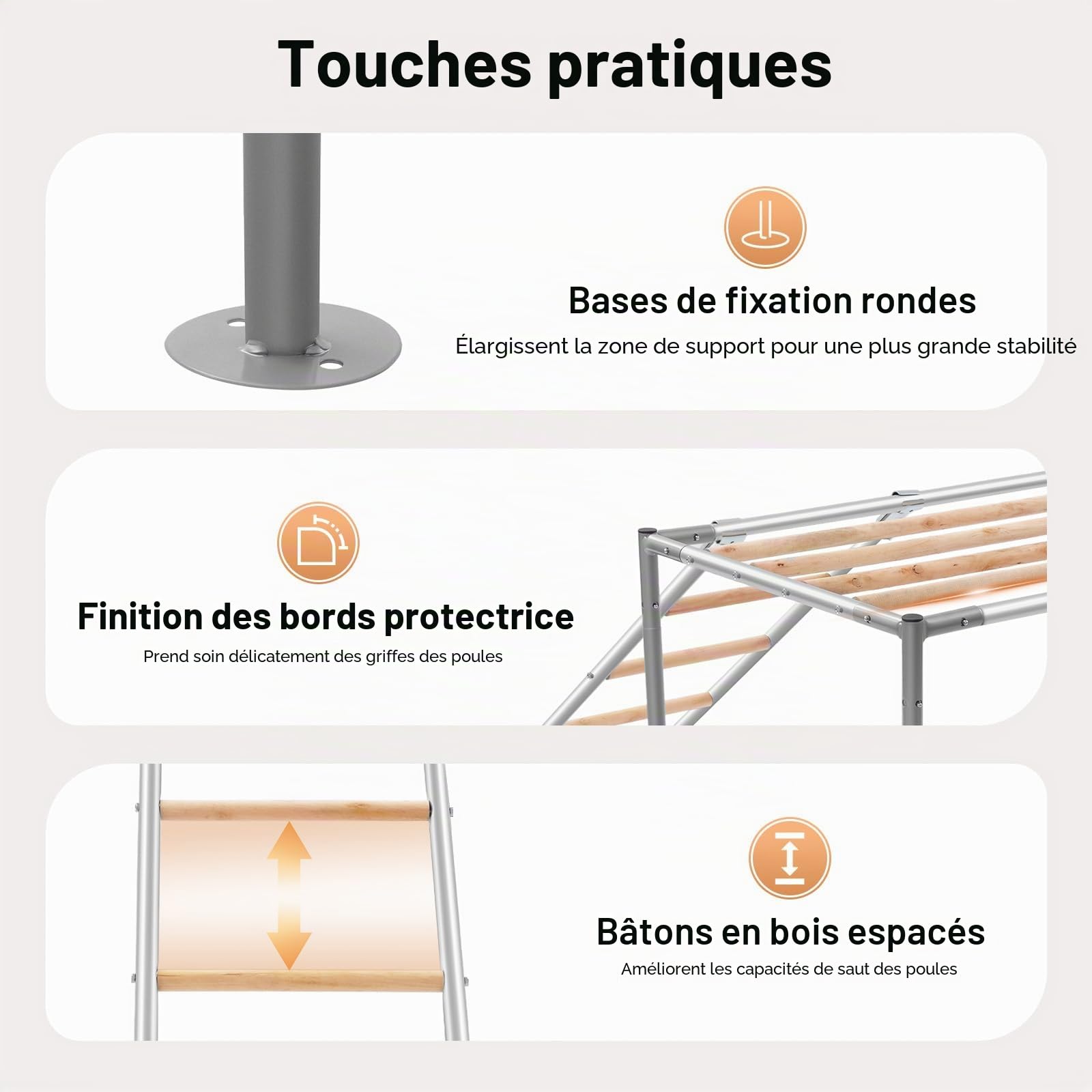 Perchoirs pour poules, plate-forme pour 10 poules adultes, accessoires de poules, balançoire pour poulaillers, fermes d'élevage, cour