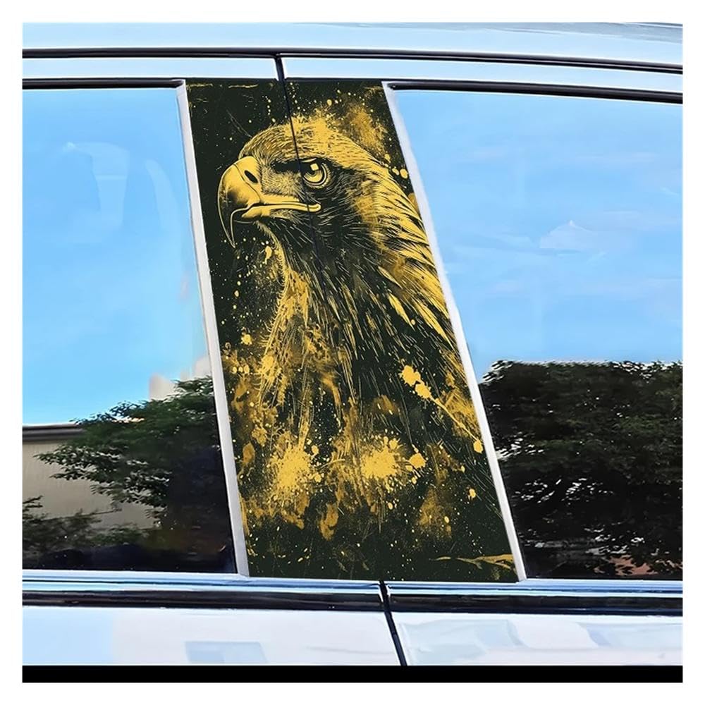 Dabhuoc One Color Car Parts 2Pcs Car Center Pillar Protection Stickers Eagle Pattern Scratch Resistant Film