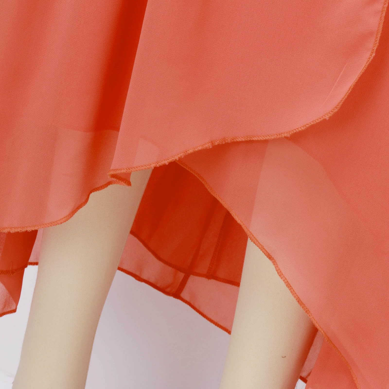 Sommerkleid Damen Damen-Chiffon-Frühlingskleid mit V-Ausschnitt Langen Ärmeln, plissiert, A-Linie, Midi-Länge, für Hochzeitsgäste (Orange, XXL)