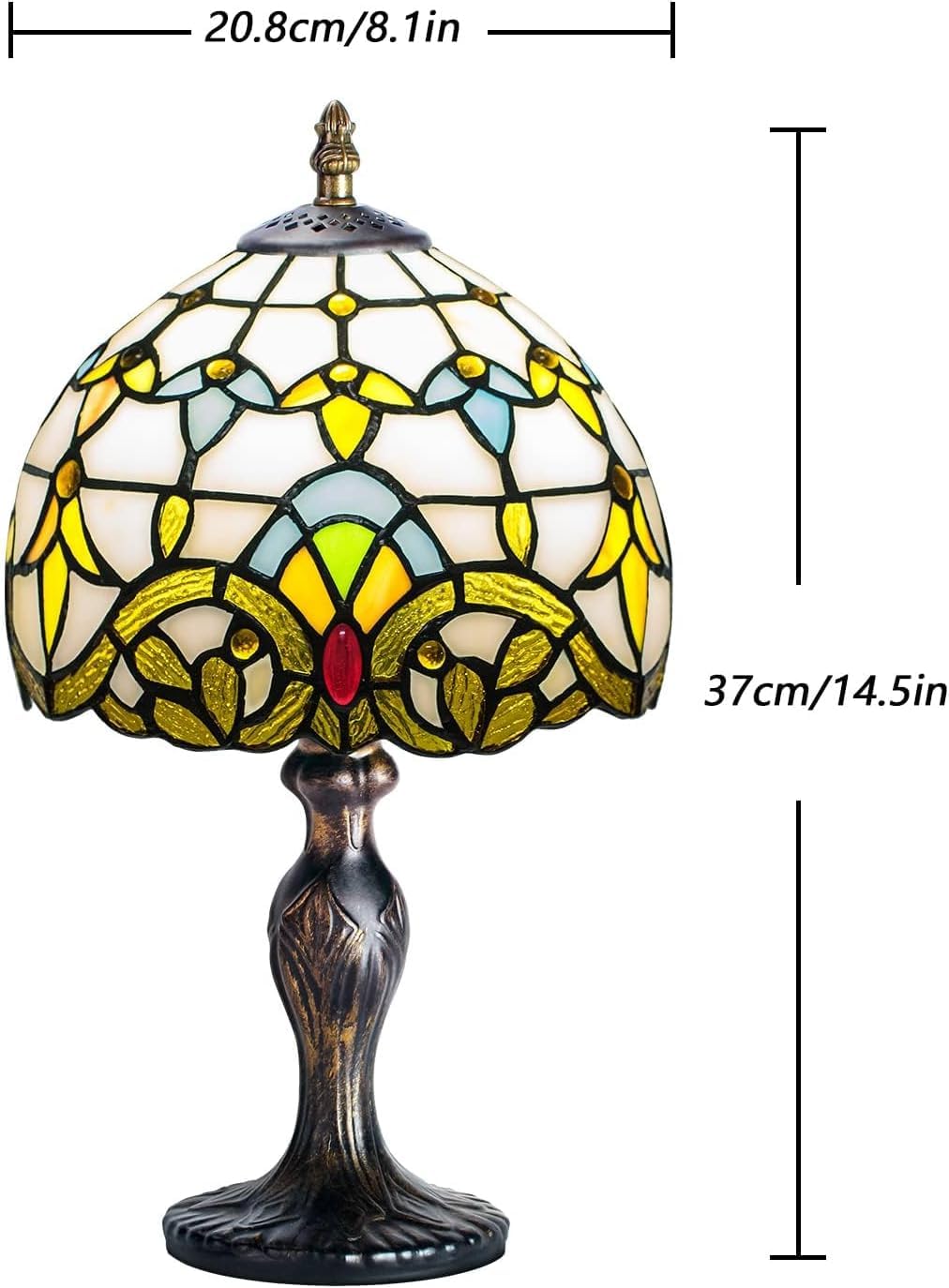 Tiffany Style lampa stołowa, lampka nocna vintage lampa biurkowa antyczna sztuka rękodzieło prezenty dla miłośników dzieci salon sypialnia studio regał na książki biurko światło