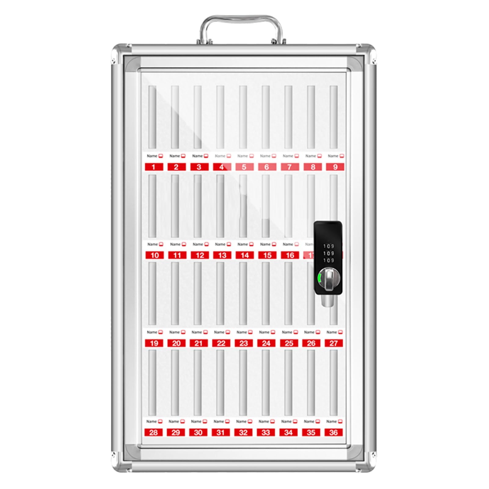 Mobile Phone Safe Deposit Box Aluminium Transparent Mobile Phone Cabinet Key Lock/Combination Lock Improve self-Control Suitable for Offices and Factories(Silver-2,36-bit)