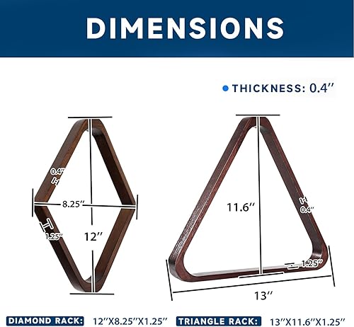 Vista 58 de GSE Games & Sports Expert Billar de madera maciza triángulo de 8 bolas/9 bolas de diamante para bolas de billar de 2-1/4 pulgadas, accesorios