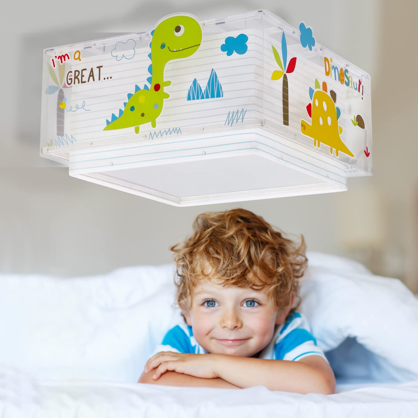 Deckenleuchte für Kinder Dinos Dinosaurier Tiere, Deckenlampe Kinderzimmer, 73456, E27