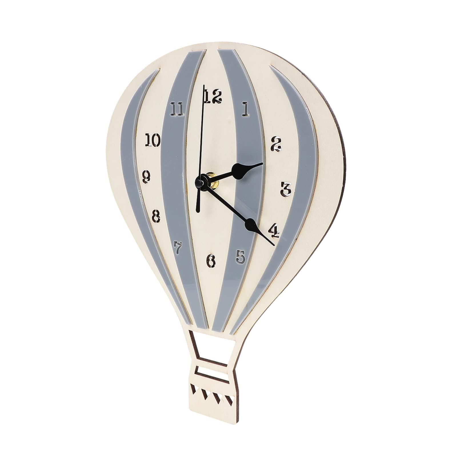 Toyvian Kids Room Hot Air Balloon Quiet Wall Clock Decoration, Creative Hot Air Balloon Shape Wall Clock Non Ticking Wall Hanging Clock Living Room Clock Bedroom Wooden Wall Decoration