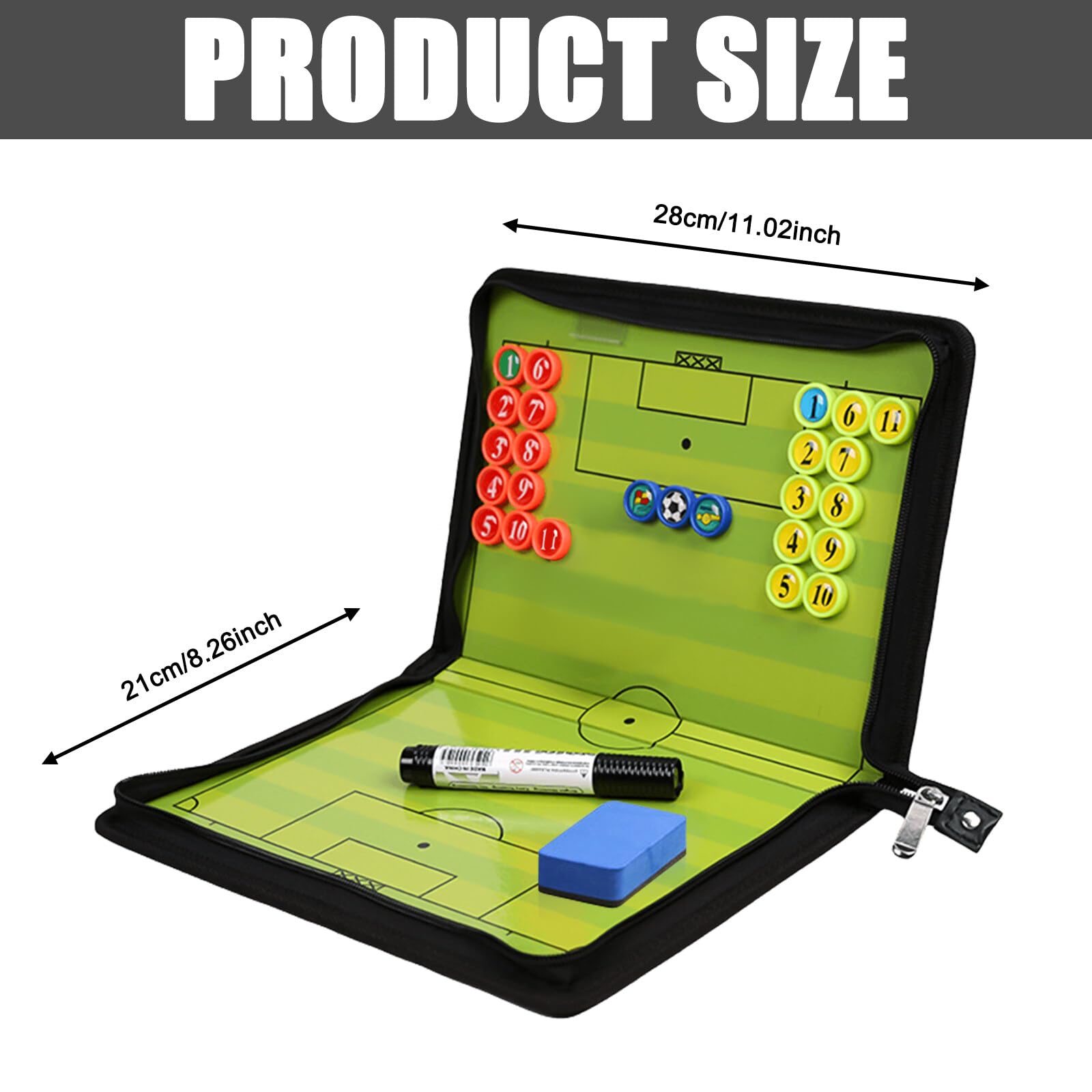 Leikurvo Fußball Taktiktafel Klappbar - Magnetische Trainermappe Mit Timer & Pfeife