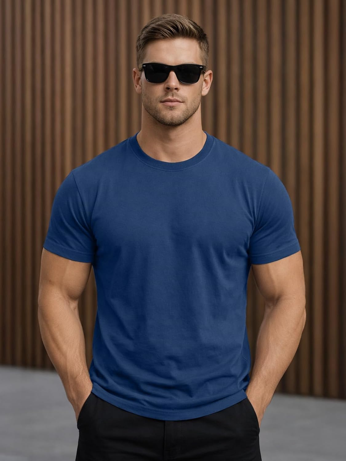 Men’s Multicolor Solid Pure Cotton Half Sleeve Crew Neck T-Shirt, Soft Casual Wear for Daily Comfort (S–3XL) - Image 2