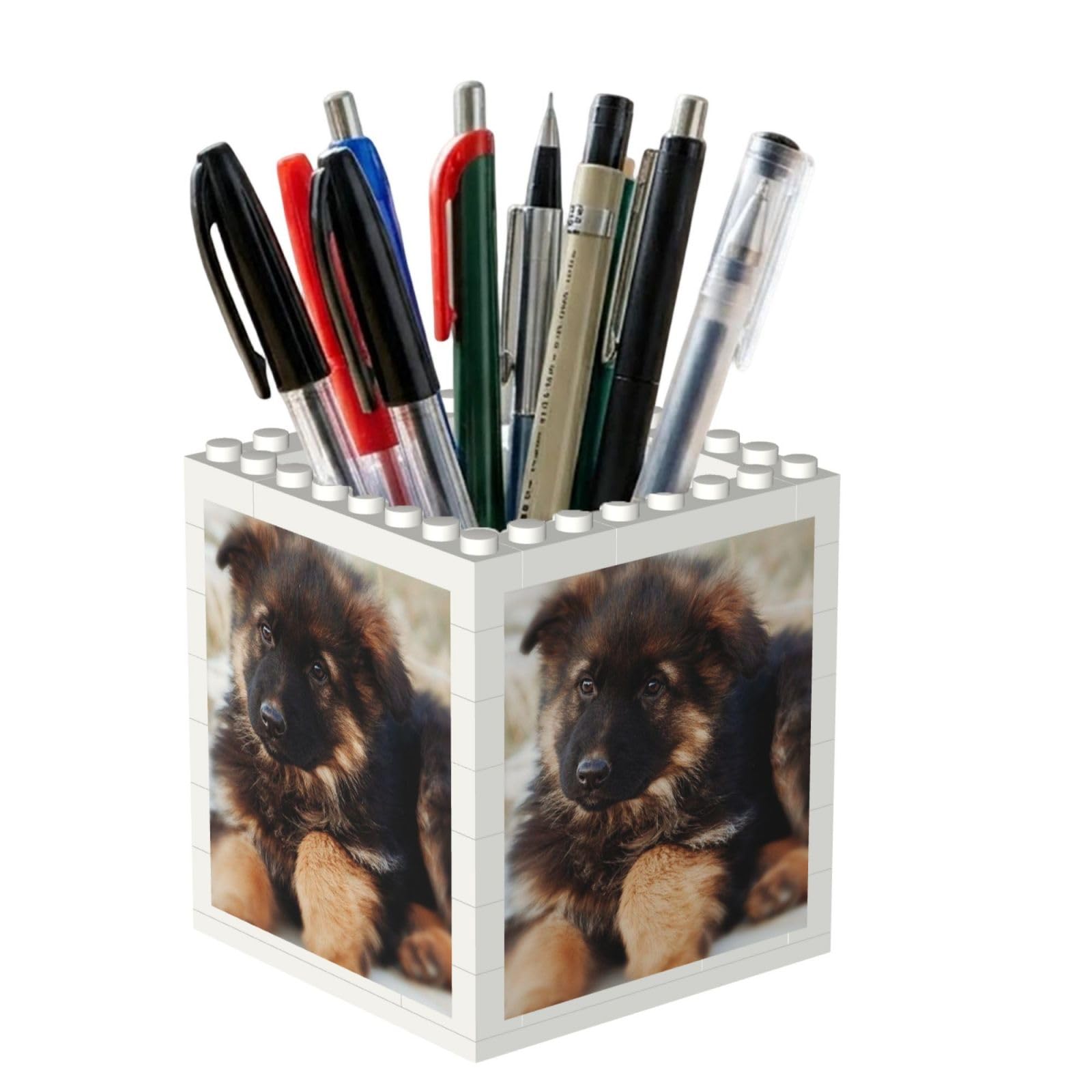 Poadnly German Shepherd Puppy, Pen Pot Pencil Holder for Office Home School, Compact Desk Organiser for Office Stationery